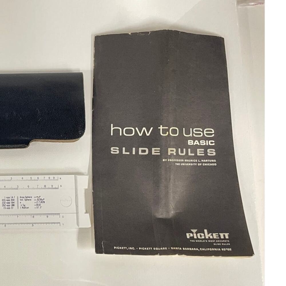 Vintage Pickett Slide Rules with Black Case & Instructions